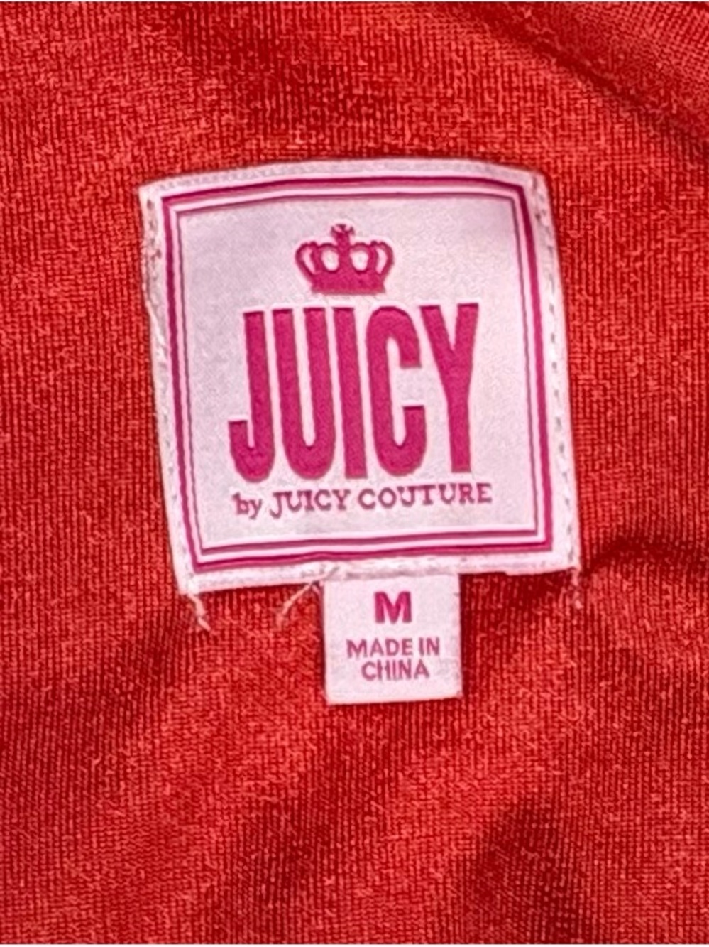 Juicy Couture Fiery Red Crushed Velvet Chemise Sz medium silver crown - Picture 3 of 3
